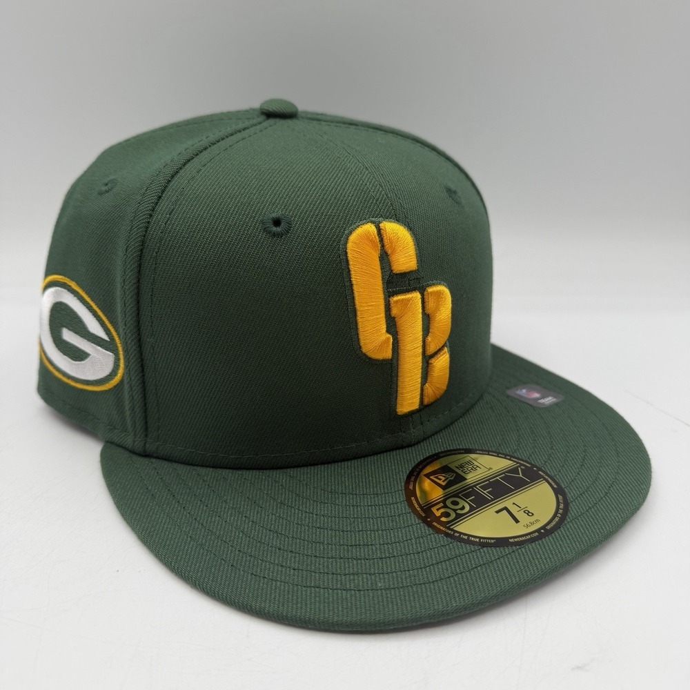 New Era 59Fifty Green Bay Packers Deceptor Hat Cap Sz 7 1/8 Fitted NFL Football